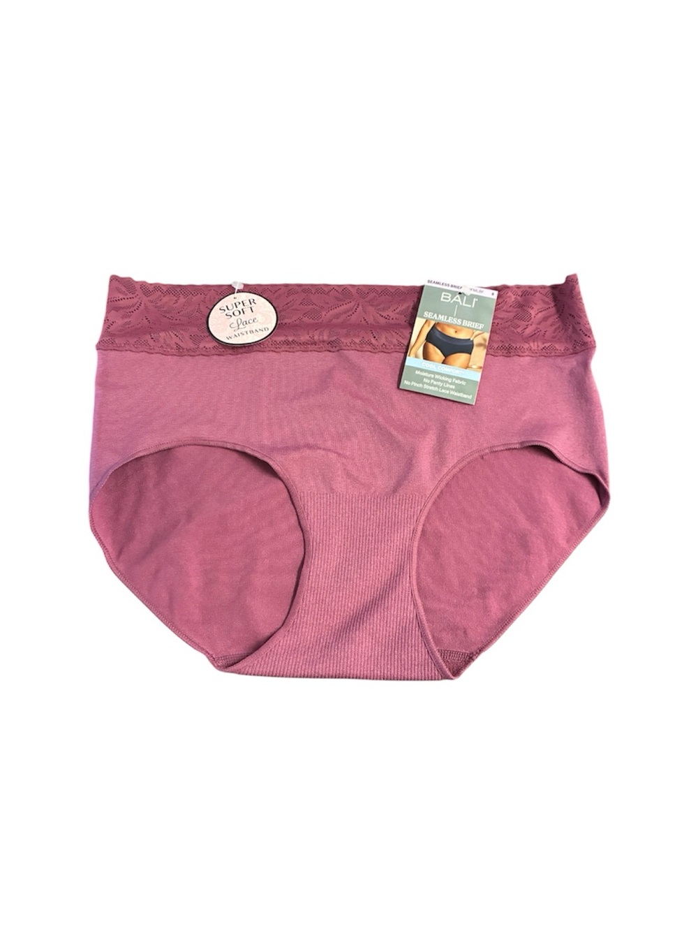 Bali Seamless High-Waist Briefs in Mauve size Medium
